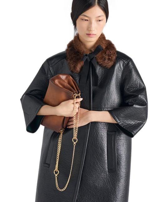 Abrigo De Piel Termoadherida, Mujer, Talla Prada de color Black