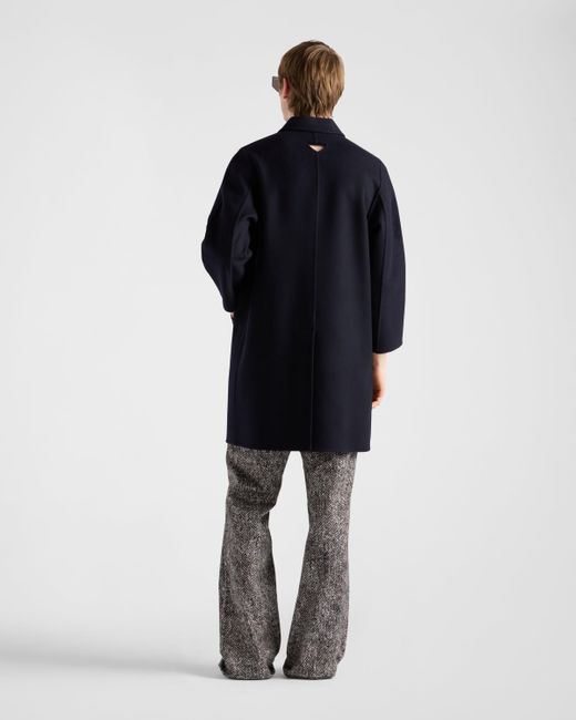Prada Blue Single-Breasted Cashmere And Wool Coat for men