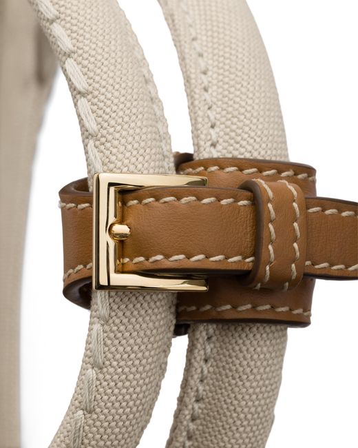 Prada White Jardinière Large Cotton Canvas Handbag, Natural