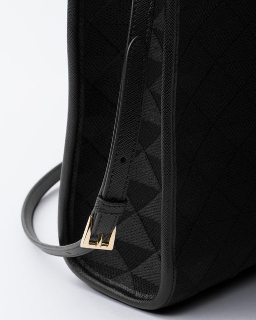 Prada Black Symbole Medium Embroidered Fabric Bag