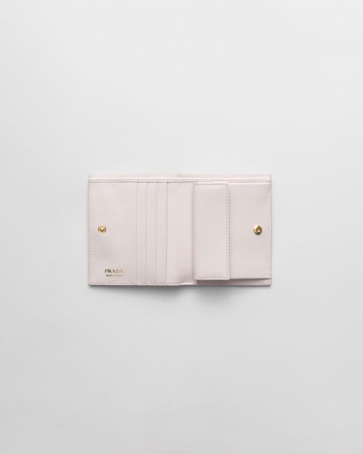 Prada White Small Printed Saffiano Leather Wallet