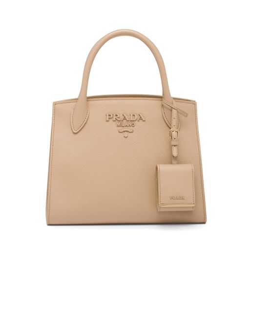 Prada Monochrome Small Saffiano Bag in Natural Lyst UK