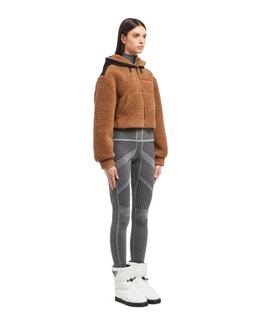 Prada Natural Cropped Double Fleece Jacket