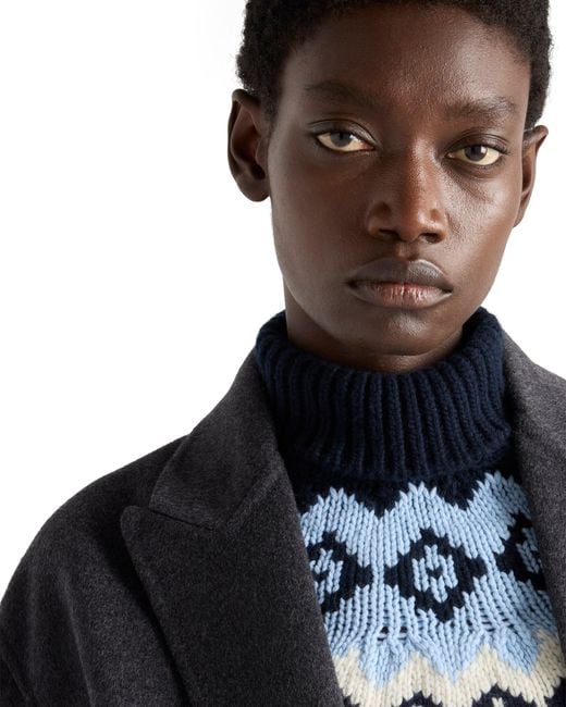 Prada Blue Wool And Cashmere Sweater