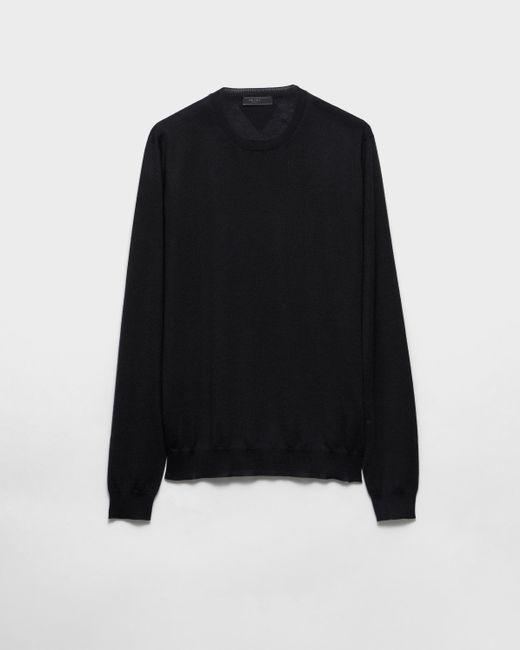Pull À Col Rond En Cachemire Et Soie Prada pour homme en coloris Black
