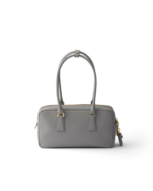 Prada Gray Small Saffiano Leather Top-Handle Bag, Cloudy