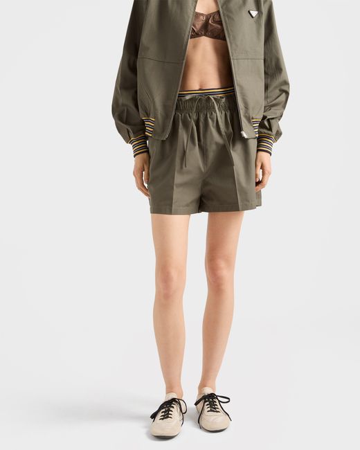 Prada Green Poplin Shorts, Forest