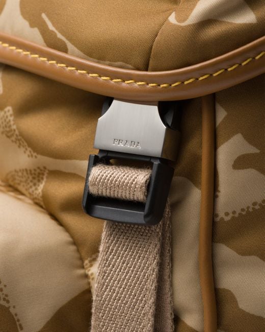 Prada Metallic Printed Re-Nylon And Leather Backpack for men