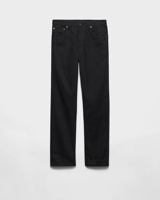 Prada Reguläre Jeans Aus Raw Denim in Black für Herren
