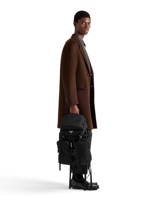 Prada Black Re-Nylon And Saffiano Leather Backpack for men