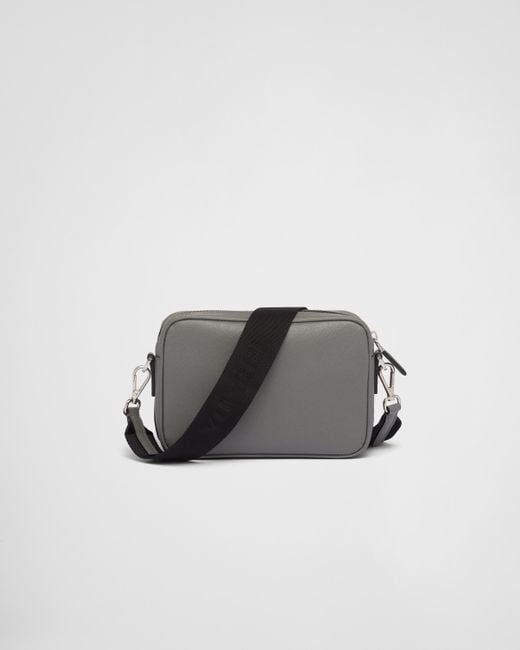 Prada Gray Saffiano Leather Shoulder Bag for men