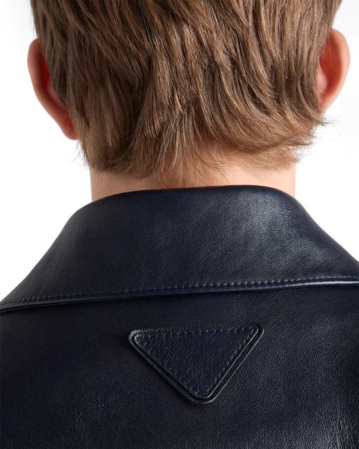 Prada Blue Nappa Leather Jacket for men