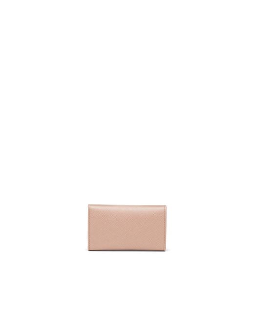 Prada White Saffiano Leather Keychain