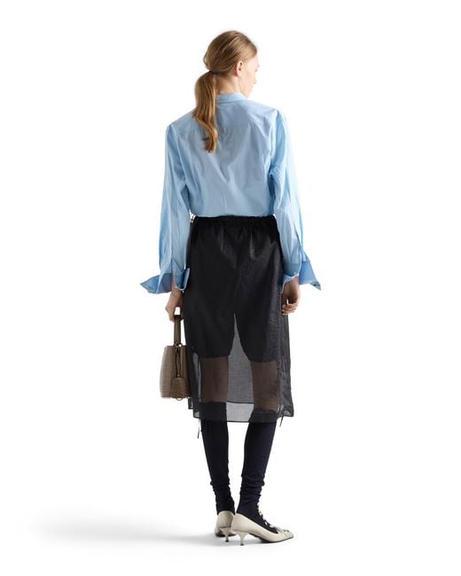 Prada Blue Cotton Organdy Midi-Skirt
