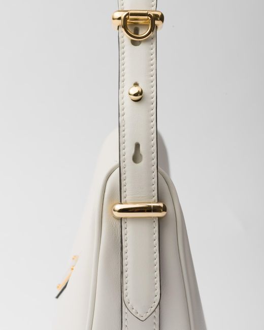 Prada White Arqué Leather Shoulder Bag