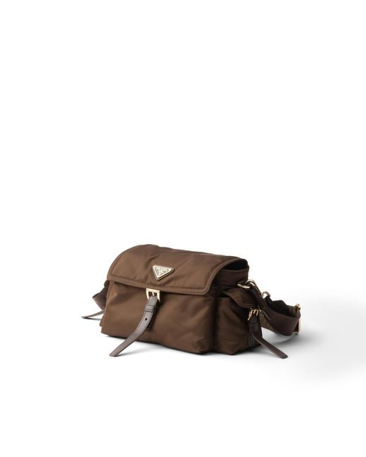 Prada Brown Explore Medium Re-Nylon Shoulder Bag With Flap