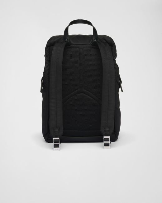Prada Black Re-nylon And Brushed Leather Backpack for men