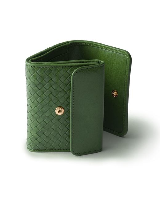 Prada Green Small Woven Madras Leather Wallet