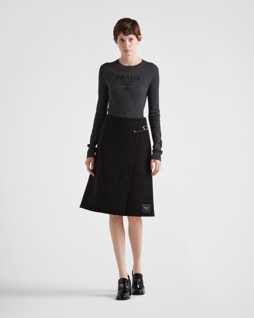 Prada Black Twill Midi-skirt
