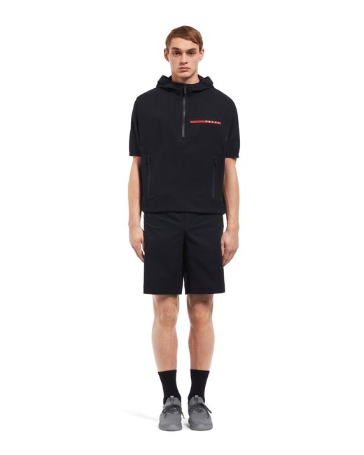 Prada Blue Light Bi-stretch Short-sleeved Jacket for men
