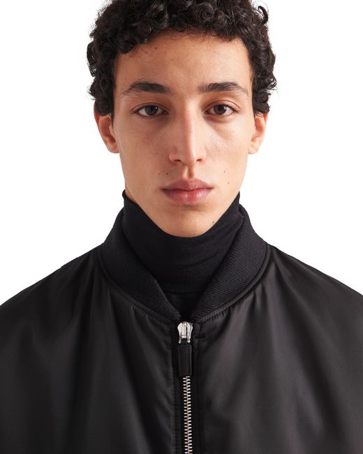 Prada Blue Re-Nylon Bomber Jacket for men