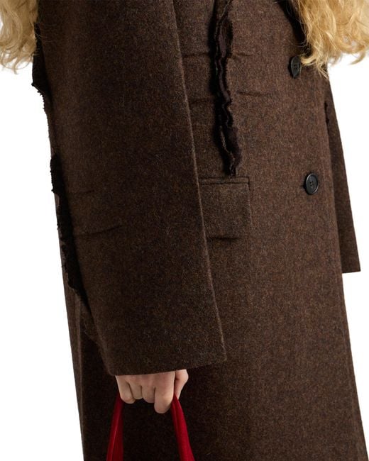 Prada Brown Single-Breasted Shetland Wool Coat