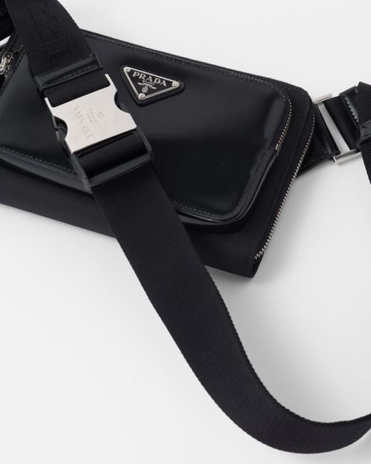 Prada Black Re-nylon And Brushed Leather Shoulder Bag for men