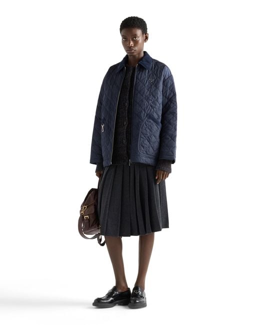 Prada Black Jupe Mi-Longue Plissée