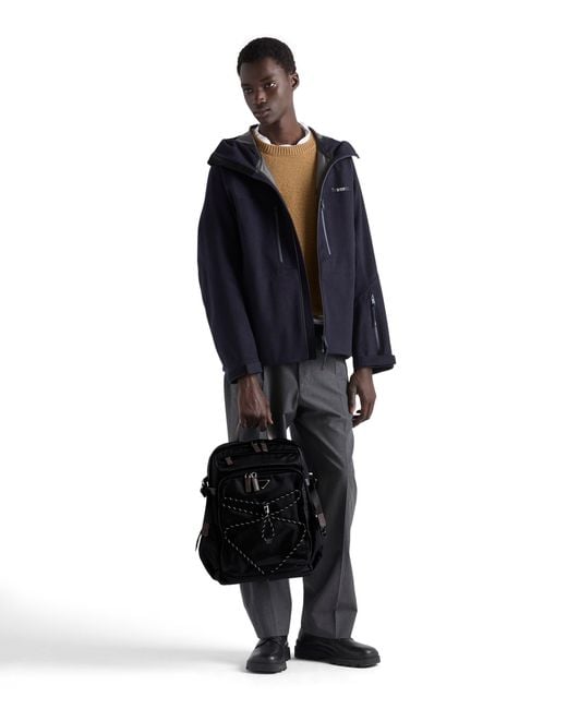 Prada Black Speedrock Re-Nylon And Leather Backpack for men