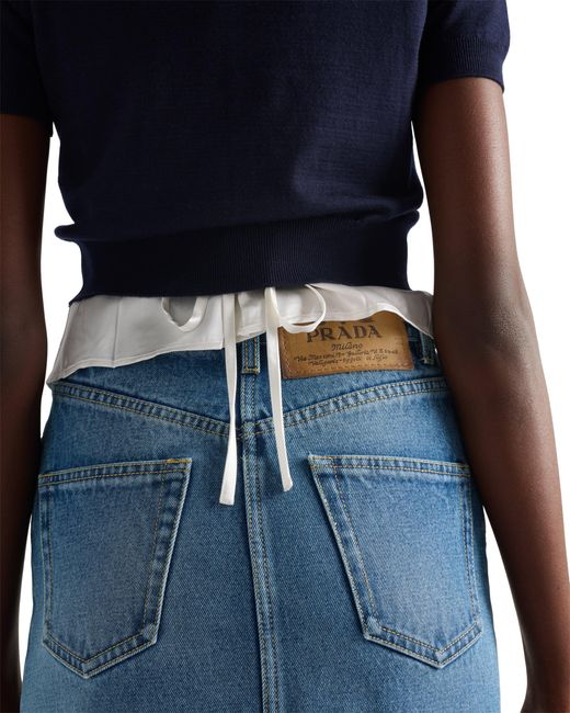 Prada Blue Flared Denim Skirt