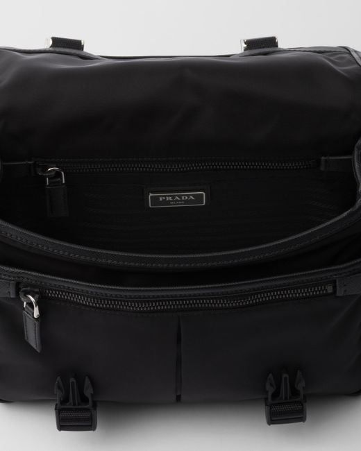 Prada Black Re-Nylon And Saffiano Leather Shoulder Bag for men