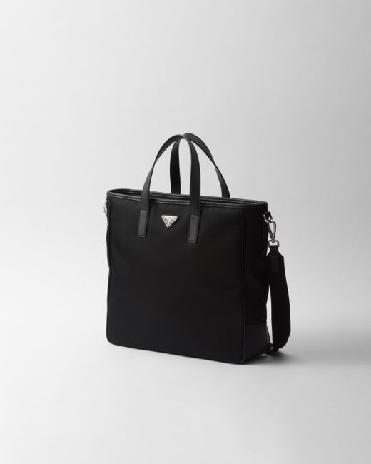 Prada Black Re-Nylon And Saffiano Leather Tote Bag for men