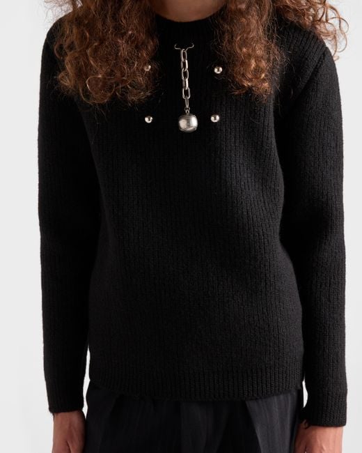 Pull À Col Rond En Laine Avec Pendentif Prada pour homme en coloris Black
