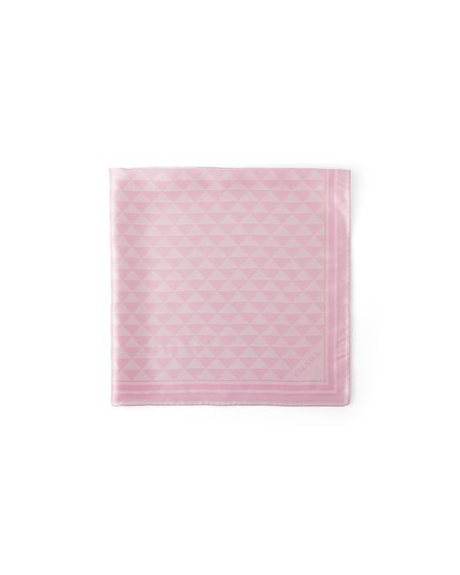 Prada Pink Jacquard Silk Scarf 90, Alabaster