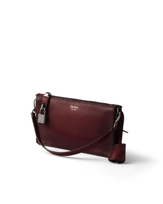 Prada Purple Antiqued Leather Pouch for men