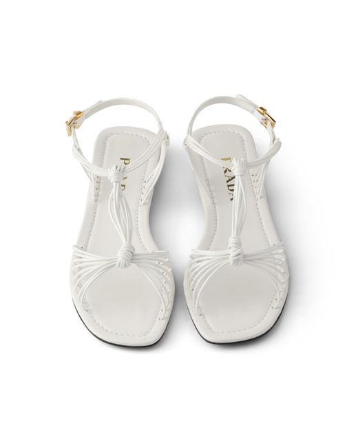 Prada White Patent Leather Sandals