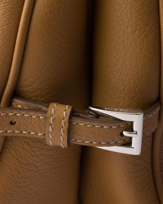Prada Brown Fold Large Leather Shoulder Bag