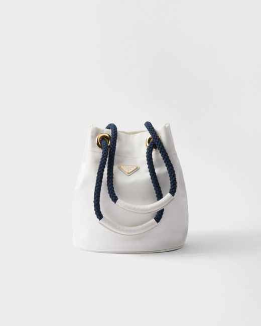Prada Mariner Re-Nylon Small Bucket Bag in White | Lyst