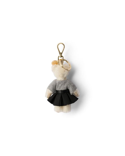 Prada White Teddy Keychain Charm