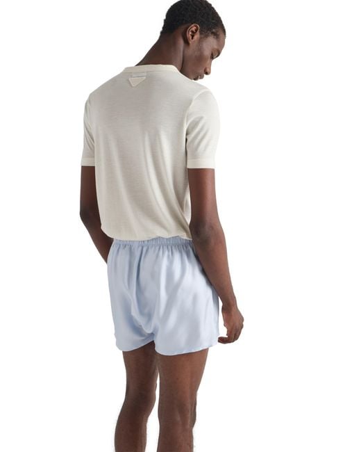 Prada Blue Silk Boxer Shorts for men