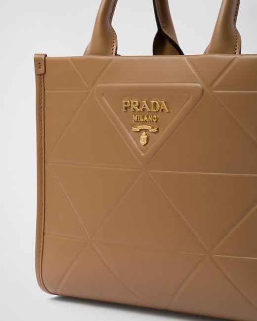 Prada Natural Mini Symbole Leather Bag With Stitching