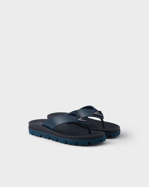 Prada Blue Rubber Thong Sandals for men