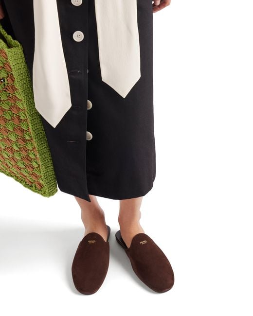 Prada Brown Suede Mules