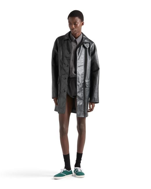Prada Black Leather Coat for men