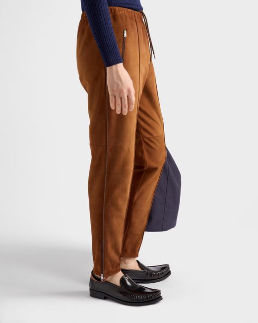 Prada Brown Suede Joggers for men