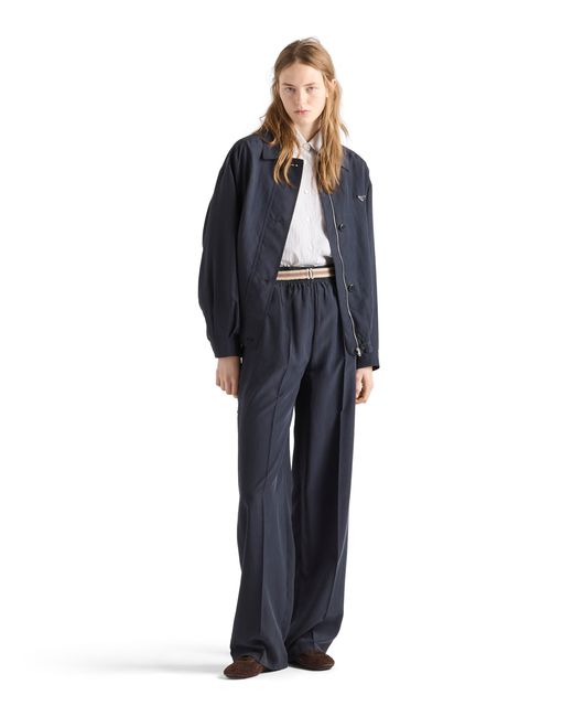 Prada White Embroidered Striped Poplin Shirt