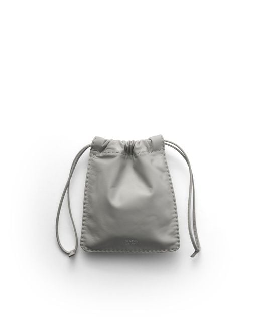 Prada Gray Nappa Leather Smartphone Pouch