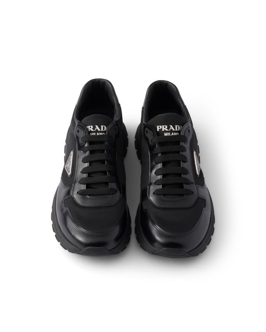 Sneakers Prax 01 En Cuir Brossé Et Re-Nylon, Homme, Taille Prada pour homme en coloris Black