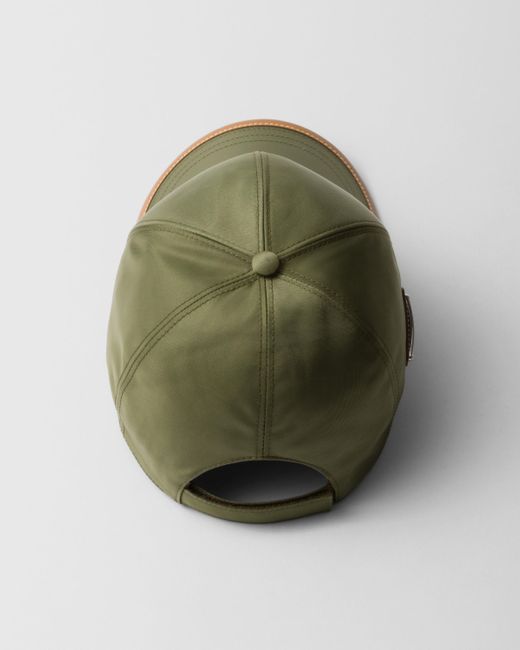 Prada Green Re-Nylon And Leather Baseball Cap for men