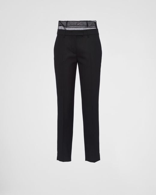 Pantalon En Laine Et Crinoline Prada en coloris Black
